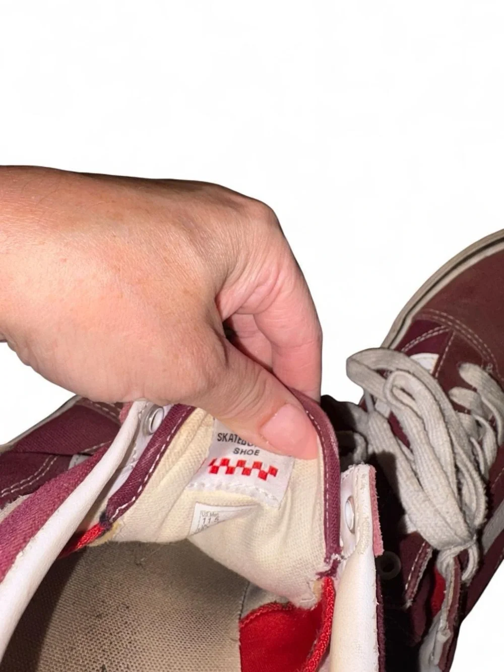 Vans burgundy and white Old Skool sneakers 11.5
